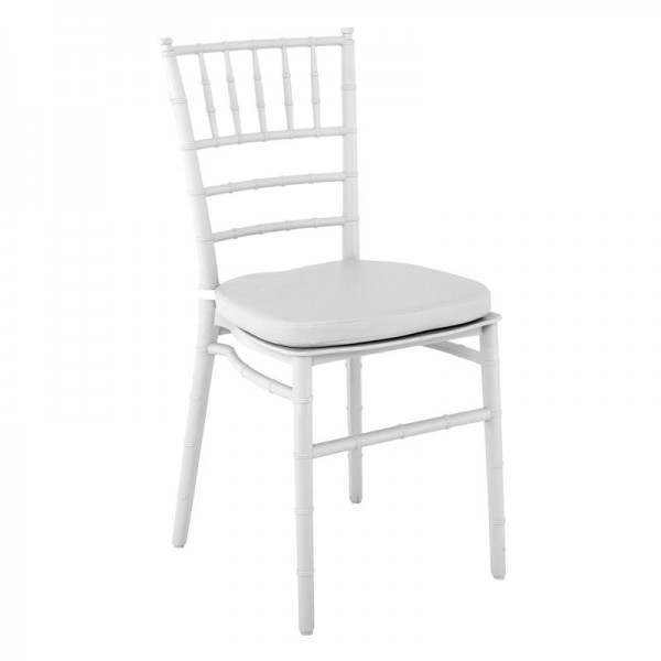 ILONA PP Καρέκλα Εστίασης - Catering Στοιβαζόμενη 40x46x88cm PP Άσπρο Μαξιλάρι Pu Άσπρο (Αδιάβροχο) Ε385,Μ