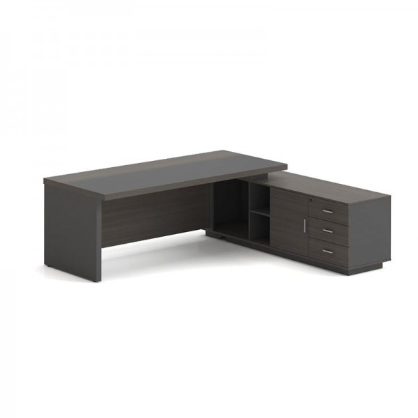 VIP Γραφείο Δεξιά Γωνία, 180x90x75/180x50x62 cm Απόχρωση Grey Walnut ΕΟ929,R