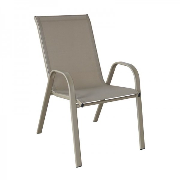 RIO Πολυθρόνα Στοιβαζόμενη Κήπου, 55x74x91cm Μέταλλο Βαφή Μπεζ, Τextilene Μπεζ (4,20kg) Ε270,8