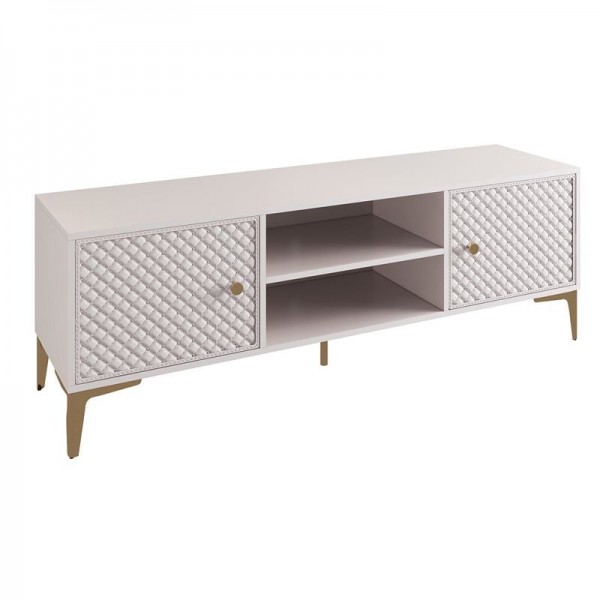 LANA Έπιπλο TV Απόχρωση Εκρού, με πρόσοψη Pu Καπιτονέ