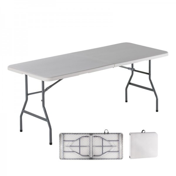 BLOW-W Τραπέζι  Συνεδρίου - Catering Πτυσσόμενο (Βαλίτσα), HDPE Άσπρο, Μέταλλο Βαφή Γκρι