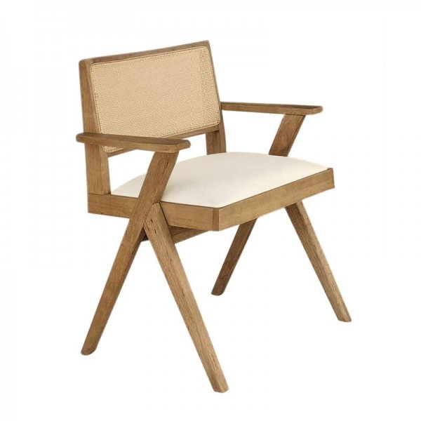 MEMORY Πολυθρόνα Τραπεζαρίας, Απόχρωση Φυσικό, Pu Εκρού