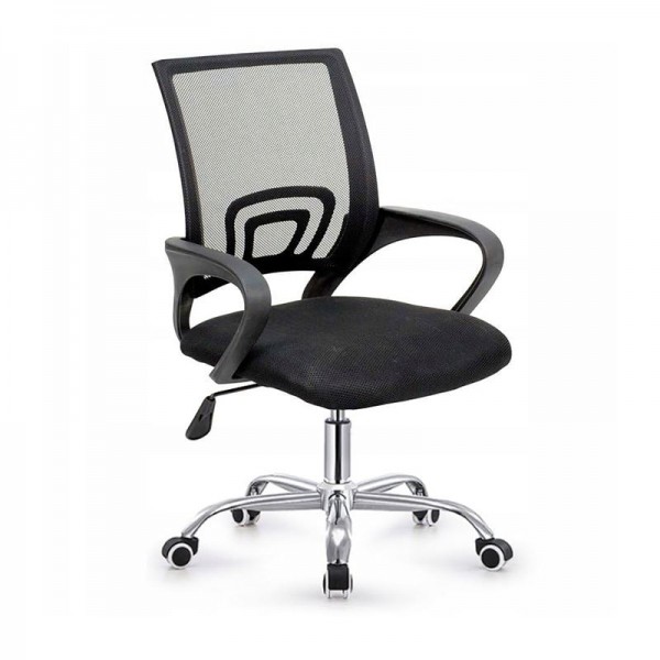 BF2101-W Πολυθρόνα Γραφείου χωρίς Ανάκλιση, Μέταλλο Χρώμιο Mesh Μαύρο