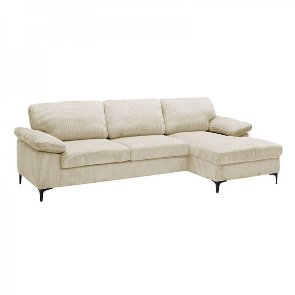 CYRIL Καναπές Αριστερή Γωνία, Ύφασμα Κοτλέ Μπεζ