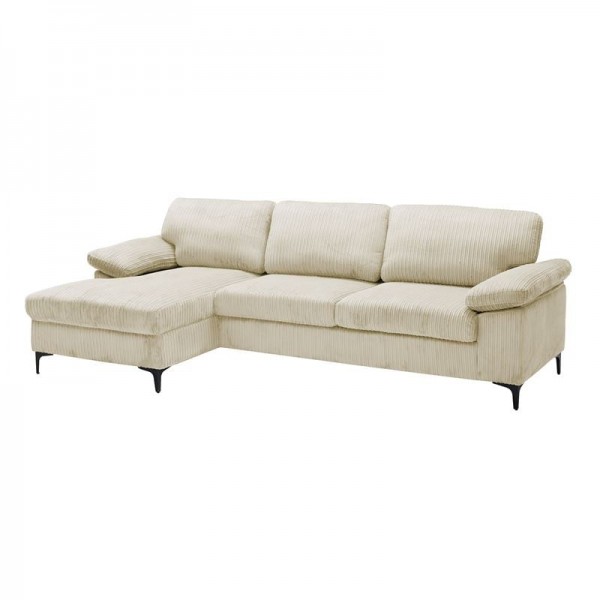 CYRIL Καναπές Δεξιά Γωνία, Ύφασμα Κοτλέ Μπεζ