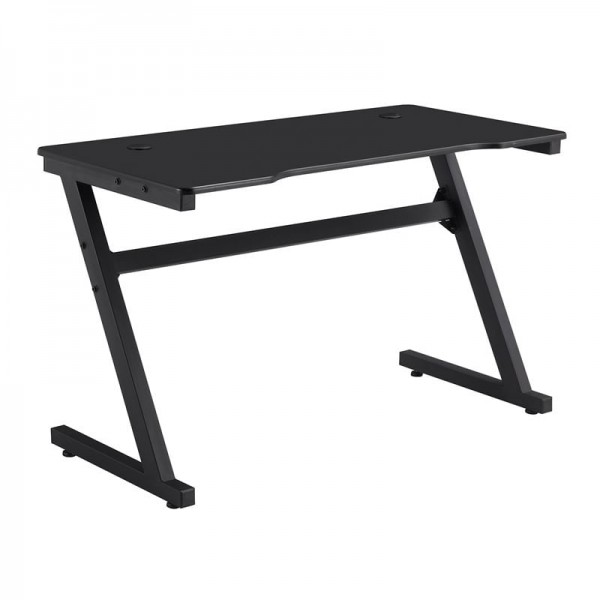 GAMING Γραφείο 120x60cm Μέταλλο Βαφή Μαύρο, Επιφάνεια MDF Μαύρο, με Βάση ακουστικών