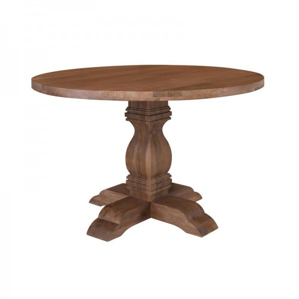 ATLAS Τραπέζι Ροτόντα Τραπεζαρίας, Ξύλο Mango, Απόχρωση Smoke Walnut