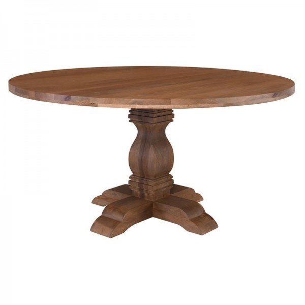 ATLAS Τραπέζι Ροτόντα Τραπεζαρίας, Ξύλο Mango, Απόχρωση Smoke Walnut