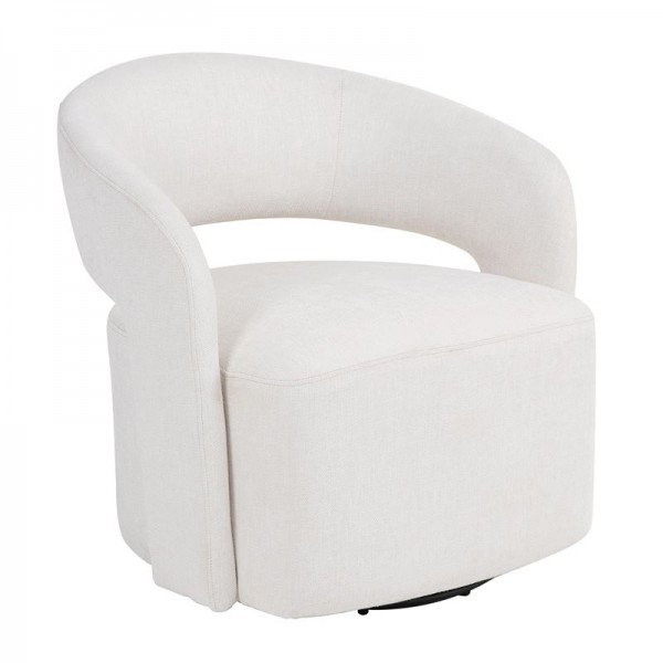 CUBA Πολυθρόνα-Περιστρεφόμενη, Σαλονιού - Καθιστικού, Teddy Ύφασμα Άσπρο