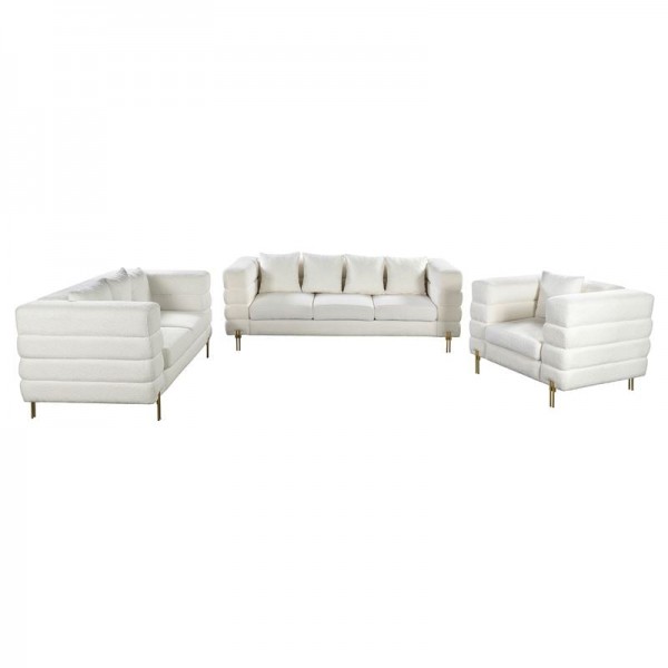MORRIS Set Σαλόνι - Καθιστικό 3θέσιος + 2θέσιος + Πολυθρόνα Ύφασμα Teddy Άσπρο