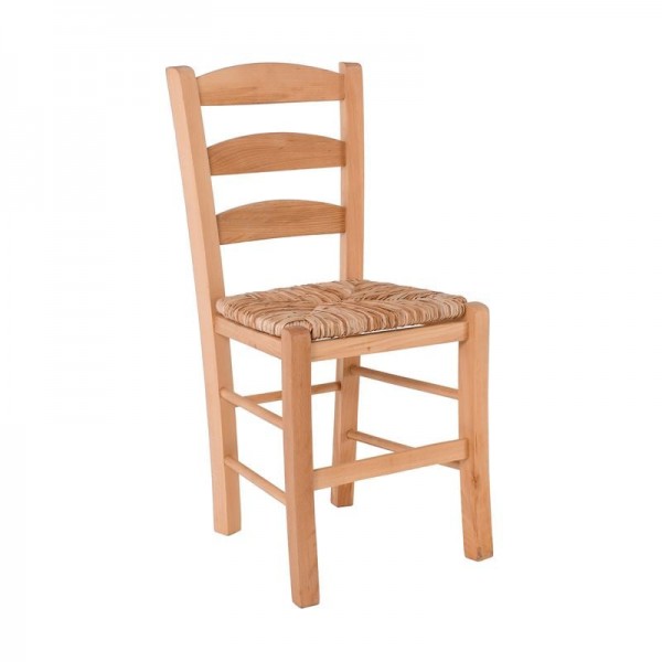 ΣΚΥΡΟΣ Καρέκλα Οξιά Βαφή Εμποτισμού Καρυδί, Κάθισμα Ψάθα