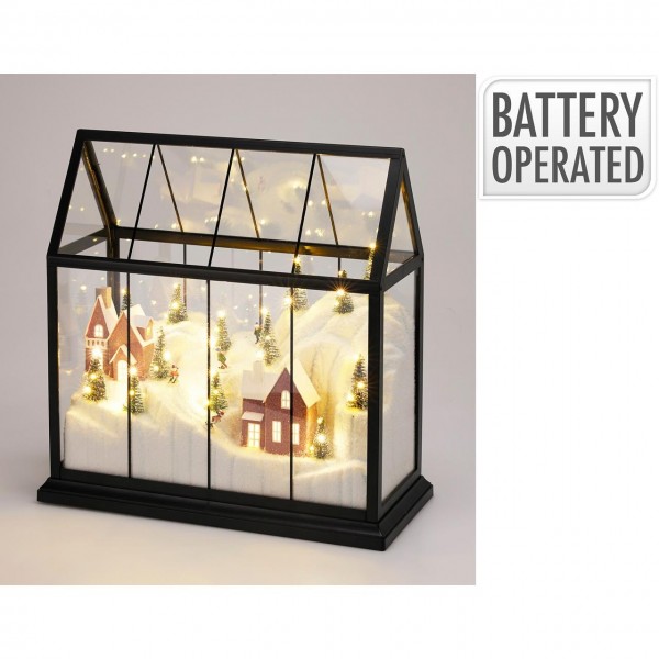 Γυαλινο Σπιτι Με Led Kai Xeιμωνιατικο Τοπιο 33Ek