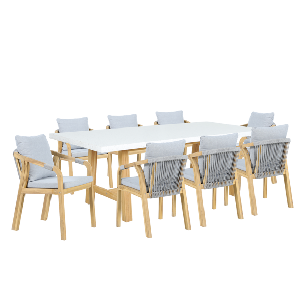 ASHEN ΣΕΤ ΤΡΑΠΕΖΑΡΙΑΣ 9ΤΜΧ 220X100X75CM ΞΥΛΟ FSC TEAK