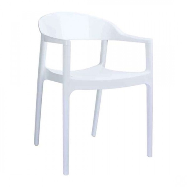 Carmen λευκή-glossy white Καρέκλα PP/Polycarbonate 54x51x80cm 32.0113