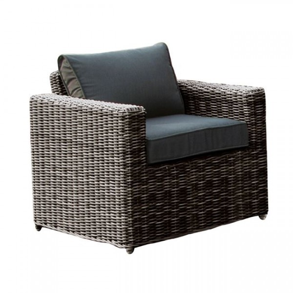 ARIZONA Πολυθρόνα Κήπου Βεράντας 77x77x73cm Alu - Wicker Grey Brown - Μαξιλάρια Ανθρακί Ε6734,1