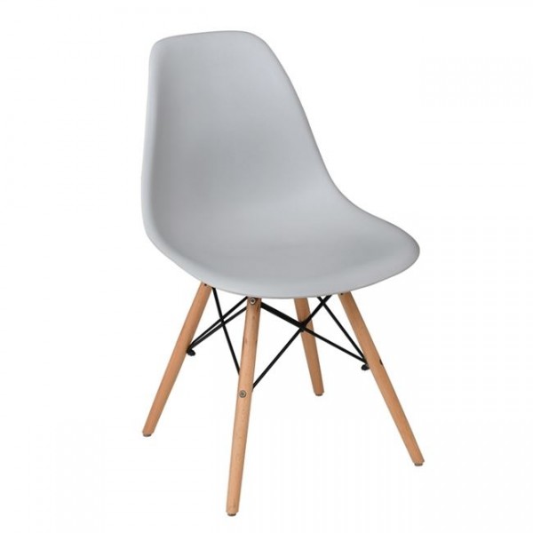 Art Wood Καρέκλα 46x53x81cm Ξύλο/PP Γκρι ΕΜ123,01P