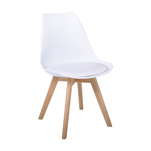 Martin Stripe Καρέκλα 49x56x82cm Ξύλο/PP Λευκό ΕΜ136,14S