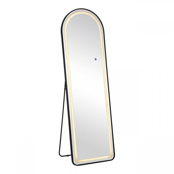 LED-8 Καθρέπτης Τοίχου-Δαπέδου Φωτιζόμενος, Αλουμίνιο Μαύρο, Αφής με 3 επιλογές φωτισμού