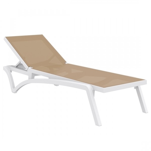 Pacific ξαπλώστρα WHITE/TAUPE PP 193x68x35cm 53.0100