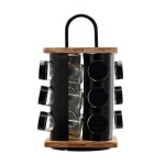 ΒΑΣΗ ΜΠΑΧΑΡΙΚΩΝ BAMBOO ESSENTIALS ΜΕ 12 ΓΥΑΛΙΝΑ ΔΟΧΕΙΑ ΠΕΡΙΣΤΡΕΦΟΜΕΝΗ ΜΑΥΡΗ 01-14650