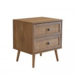 MAISON Ammos Κομοδίνο 2 Συρτάρια 50x39xH54.8cm Φυσικό με Rattan 09-1233