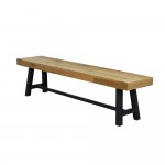 PANAMA ΠΑΓΚΑΚΙ NATURAL TEAK 188x37xH45,5cm ΜΕΤΑΛΛΟ 22-0062