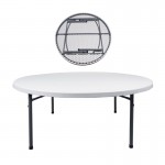 BLOW Τραπέζι Συνεδρίου - Catering Πτυσσόμενο, Φ180cm H.74 cm Μέταλλο Βαφή Γκρι, HDPE Άσπρο ΕΟ175