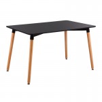 ART Τραπέζι Τραπεζαρίας Κουζίνας, Μαύρο MDF, 120x80x73cm Πόδια Οξιά Φυσικό Ε7088,2