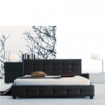 FIDEL Κρεβάτι Διπλό 168x215x107cm για Στρώμα 160x200cm, PU Μαύρο Ε8053