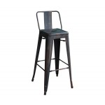 RELIX Σκαμπό BAR με Πλάτη 43x43x76/100cm, Μέταλλο Βαφή Antique Black Ε5199,10