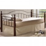 VINCENT Daybed Κρεβάτι Μονό 98x201x99(Στρώμα 90x190)cm Μέταλλο Βαφή Μαύρο, Ξύλο Καρυδί Ε8072
