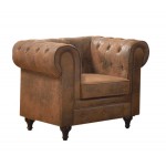 CHESTERFIELD Πολυθρόνα Σαλονιού - Καθιστικού, 110x82x77cm Ύφασμα Απόχρωση Καφέ Camel Ε942,1