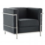 GENOVA Πολυθρόνα 83x73x71cm, Inox - Pu Μαύρο Ε947,12