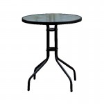 BALENO Τραπέζι Κήπου - Βεράντας, Φ60x70cm Μέταλλο Βαφή Μαύρο, Γυαλί Tempered Ε2400,3