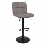 LINO Σκαμπό BAR με Πλάτη 44x50x62/92-83/113cm, Μέταλλο Μαύρο, PU Cappuccino, Ρύθμιση Ύψους, Περιστρεφόμενο ΕΜ412,5Μ