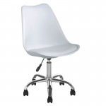 MARTIN Καρέκλα Γραφείου 51x55x81/91cm Χρώμιο PP Άσπρο, Κάθισμα: Pu Άσπρο Μονταρισμένη Ταπετσαρία ΕΟ201,2W