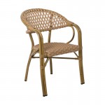 VEGERA Rattan Πολυθρόνα Dining Αλουμίνιο, 57x59x84cm Wicker Φυσικό Ε2580