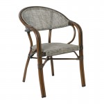 VEGERA Πολυθρόνα Dining 57x58x83cm Αλουμίνιο Βαφή Καρυδί Textilene Μπεζ Ε258,11