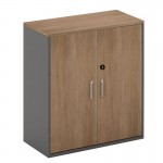 PROLINE Ντουλάπι Γραφείου Χαμηλό, 80x40x75cm Δίφυλλο, 2 ράφια, Απόχρωση Καρυδί Δρυς - Μαύρο ΕΟ917