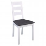 MILLER Καρέκλα Οξιά Άσπρο, 45x52x97cm Ύφασμα Γκρι Ε782,2