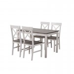 DAILY Set Τραπεζαρία Ξύλινη Σαλονιού - Κουζίνας: Τραπέζι + 4 Καρέκλες / Άσπρο - Dark Oak Ε783,1S