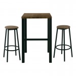 MAYER Set Bar Τραπέζι + 2 Σκαμπώ Μέταλλο Βαφή Ανθρακί - Antique Brown ΕΜ9798,S
