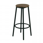 MAYER Σκαμπό BAR 33x33x75cm, Μέταλλο Βαφή Ανθρακί, Κάθισμα Απόχρωση Antique Brown ΕΜ9798,1