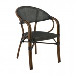 VEGERA Πολυθρόνα Dining 57x58x83cm Αλουμίνιο Βαφή Καρυδί Textilene Μαύρο Ε258,12