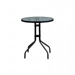 BALENO Τραπέζι Κήπου - Βεράντας, Φ60x70cm Μέταλλο Βαφή Μαύρο, Γυαλί Tempered Ε2400,3W