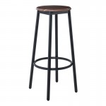 MAYER Σκαμπό BAR 33x33x75cm, Μέταλλο Βαφή Ανθρακί, Κάθισμα Απόχρωση Καρυδί ΕΜ9798,2