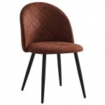 BELLA Καρέκλα Τραπεζαρίας, 50x56x80cm Μέταλλο Βαφή Μαύρο, Ύφασμα Απόχρωση Suede Καφέ ΕΜ757,4S