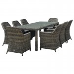 ESPERIA Set Τραπεζαρία Κήπου ALU,Wicker Grey Brown-Ανθρακί: Τραπέζι 230x100 + 8 Πολυθρόνες Ε6869,8