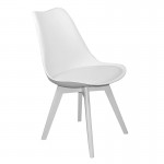 MARTIN Καρέκλα Ξύλο Άσπρο, 49x57x82cm PP Άσπρο Μονταρισμένη Ταπετσαρία ΕΜ136,140