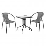BALENO Set Κήπου - Βεράντας: Τραπέζι + 2 Πολυθρόνες Μέταλλο Ανθρακί - Wicker Mixed Grey Ε240,12